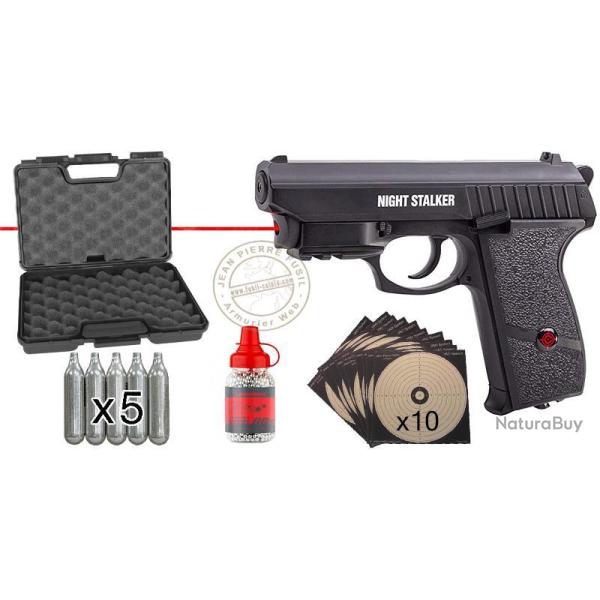 Pack pistolet � plomb CO2 4.5 mm BB CROSMAN Night Stalker Laser - Blowback (3,8 joules)