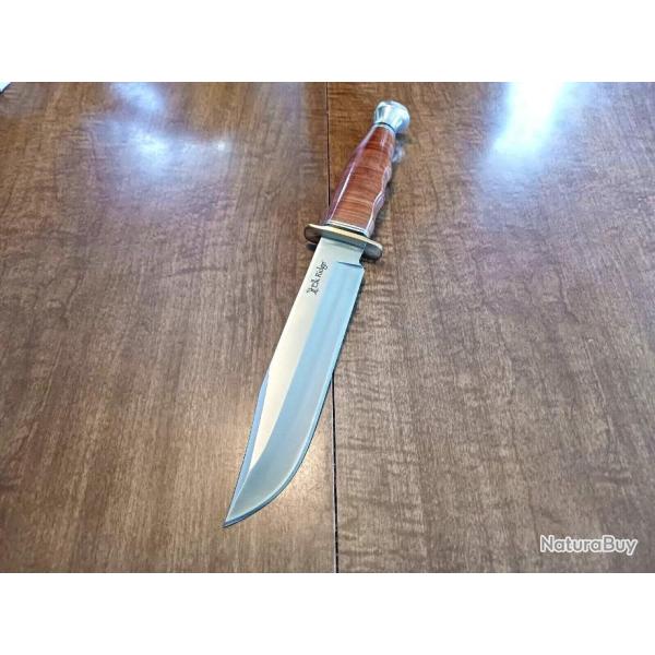 Couteau de Chasse Survie Elk Ridge Outskirt Lame Acier 8Cr13MoV Manche & Etui Cuir ER20032LBR