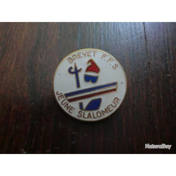 insigne ski email brevet  F F S jeune slalomeur  / fia lyon