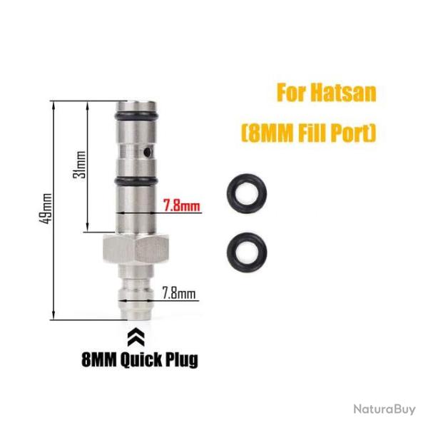 raccord de remplissage sonde de charge PCP 7.8mm / 7.77mm Evanix, Logun, Webley, FX Hatsan (A)