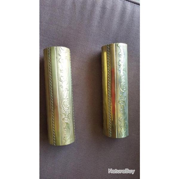 LOT DE 2 CYLINDRES GRAV�S EN CUIVRE
