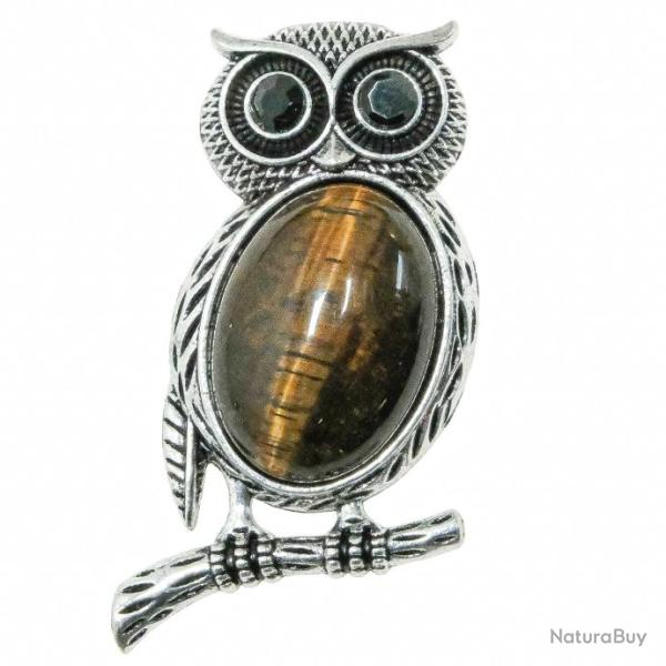 Broche hiboux avec oeil de tigre