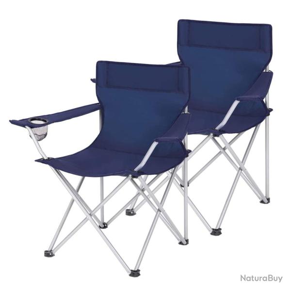 Lot de 2 chaises de camping pliables si�ges pliantes ext�rieur confortable avec accoudoirs et porte