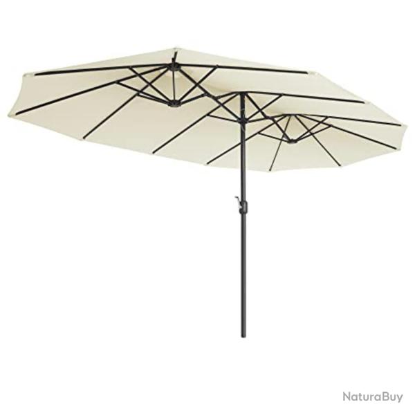 Parasol double 460 x 270 cm ombrelle extra large pour terrasse protection UPF 50+ avec manivelle po