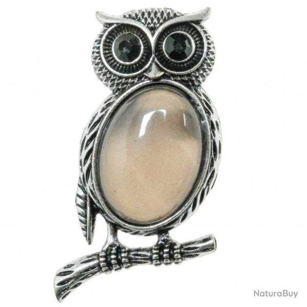 Broche hiboux avec agate grise