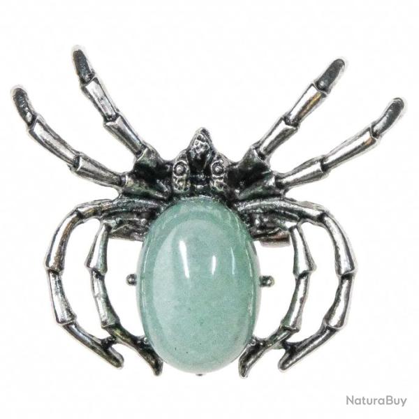 Broche araign�e avec aventurine verte