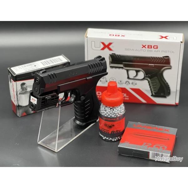 Pack pr�t � tirer complet avec laser Pistolet XBG billes acier 4,5mm officiel Umarex 3 joules (Munit