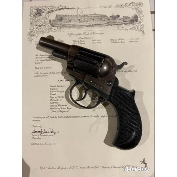 colt 1877 snubnose crosse bois de rose original en coffret,lettre colt