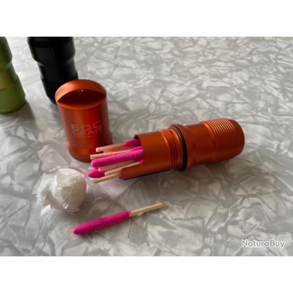 �tui orange ultra solide et �tanche pour allumettes de survie et 15 allumettes de survie inclus