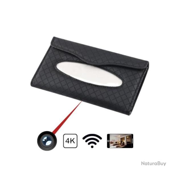 Bo�te � Mouchoir Cam�ra 4K Wifi pour pare-soleil de voiture avec d�tection de mouvement