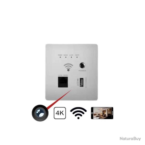 Prise Routeur Wifi Cam�ra 4k Wifi avec d�tection de mouvement et contr�le � distance