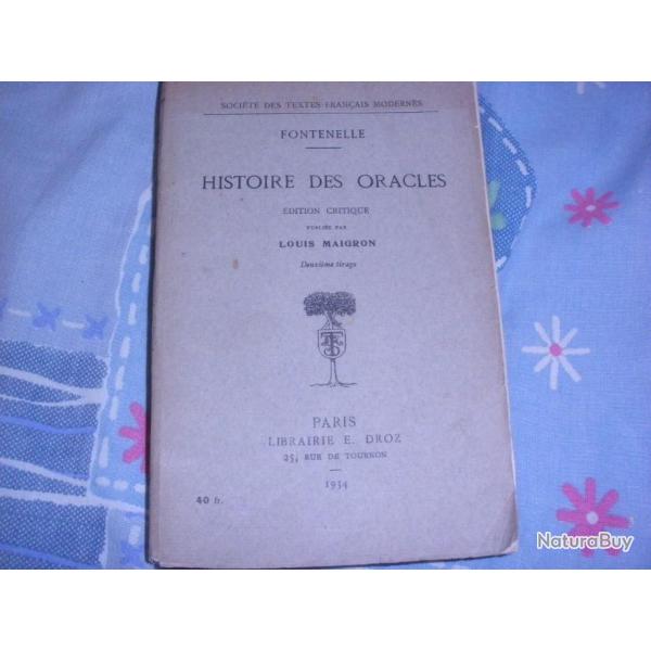 Fontenelle HISTOIRE DES ORACLES Edition critique  1934