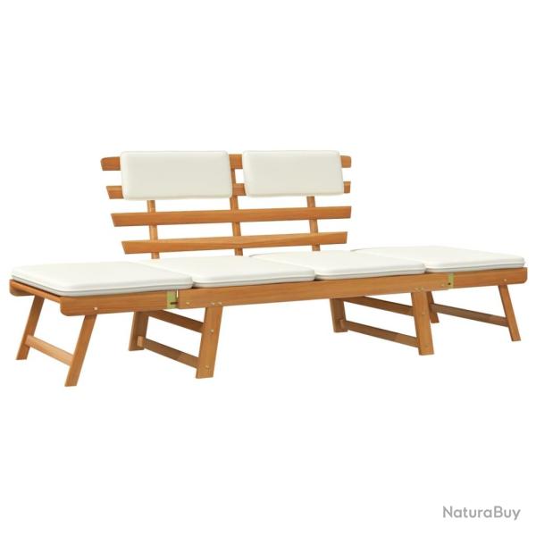 Banc de jardin 190 meuble de patio d'extrieur terrasse avec coussins 2-en-1 cm bois d'acacia massi