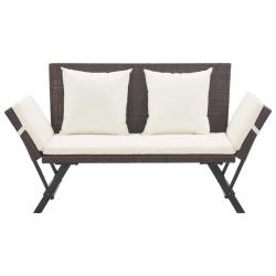 Banc de jardin meuble de patio d'ext&eacute;rieur terrasse avec coussins 176 cm r&eacute;sine tress&eacute;e marron 02_0