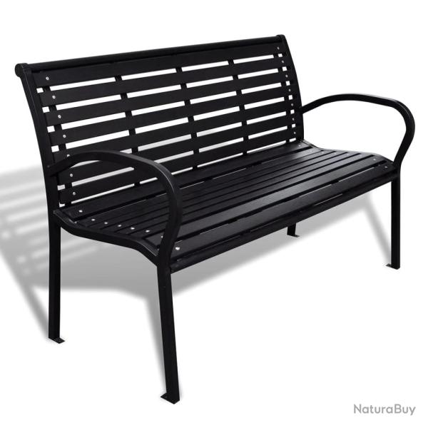 Banc de jardin meuble de patio d'ext�rieur terrasse 125 cm acier et WPC noir 02_0011224
