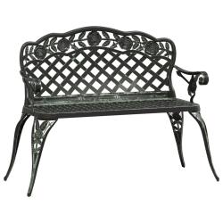 Banc de jardin meuble de patio d'ext&eacute;rieur terrasse 108 cm aluminium coul&eacute; vert 02_0011155