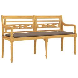Banc de jardin meuble de patio d'ext&eacute;rieur terrasse avec coussin taupe 150 cm bois de teck massif 0