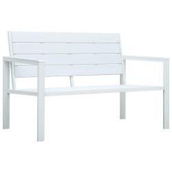 Banc de jardin meuble de patio d'ext&eacute;rieur terrasse 120 cm pehd blanc aspect de bois 02_0011204