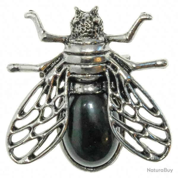 Broche abeille avec agate noire