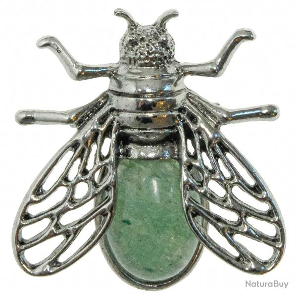 Broche abeille avec aventurine verte