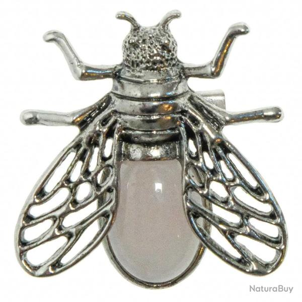 Broche abeille avec quartz rose