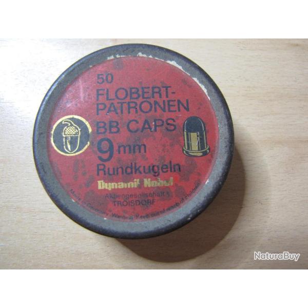 Ancienne boite de cartouches 9 mm Flobert DYNAMIT NOBEL en m�tal (24)