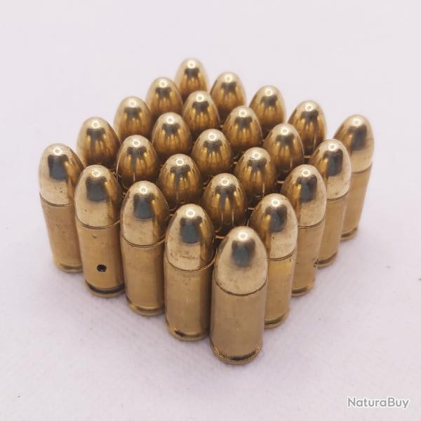 Lot 25 Balles neutralis�s de 9mm parabellum Luger 9x19mm standard pour d�coration INERTE NEUTRA