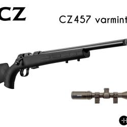 Pack carabine CZ 457 Varmint Synth&eacute;tique .22 LR + HAWKE 3-12X50 