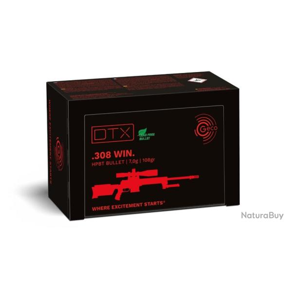 Munition Geco 308 Win. DTX sans plomb 7g 108gr x5 boites