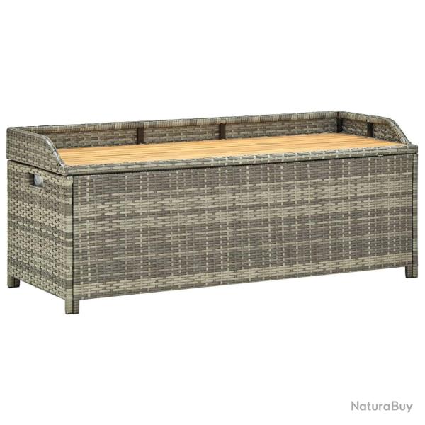 Banc de jardin meuble de patio d'ext�rieur terrasse de rangement de jardin 120 cm r�sine tress�e gr