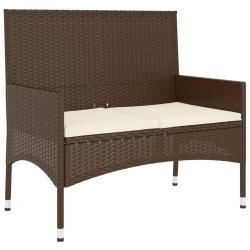 Banc de jardin 90 x 51 x 85 cm meuble de patio d'ext&eacute;rieur terrasse &agrave; 2 places avec coussins marron