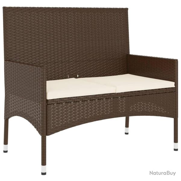 Banc de jardin 90 x 51 x 85 cm meuble de patio d'ext�rieur terrasse � 2 places avec coussins marron