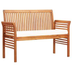 Banc de jardin meuble de patio d'ext&eacute;rieur terrasse 2 places avec coussin 120cm bois d'acacia massi