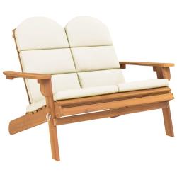 Banc de jardin meuble de patio d'ext&eacute;rieur terrasse adirondack et coussins 126 cm bois massif acaci
