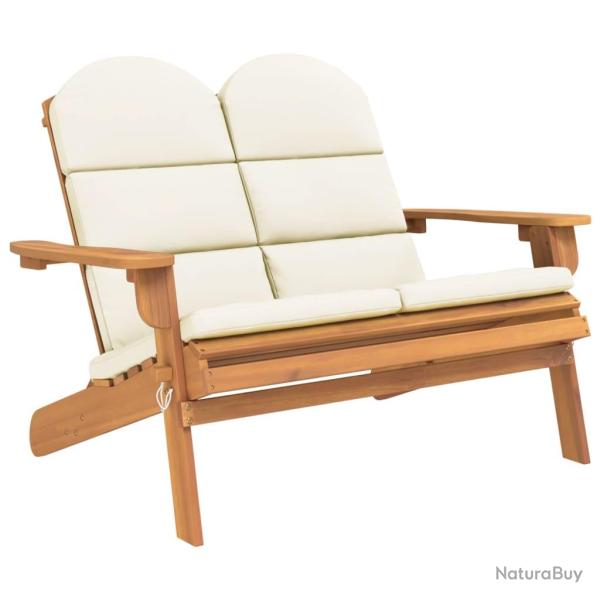 Banc de jardin meuble de patio d'ext�rieur terrasse adirondack et coussins 126 cm bois massif acaci