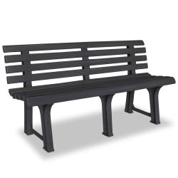 Banc de jardin meuble de patio d'ext&eacute;rieur terrasse 145,5 cm plastique anthracite 02_0011243
