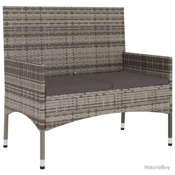 Banc de jardin 90 x 51 x 85 cm meuble de patio d'ext�rieur terrasse � 2 places avec coussins gris r