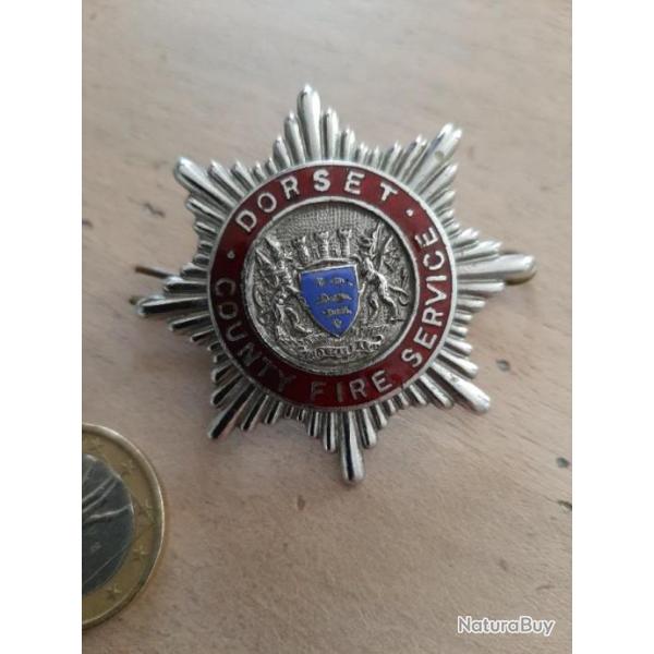 Insigne britannique pompier en bel �tat. Ancien et bonne pr�sentation. County fire service Dorset.