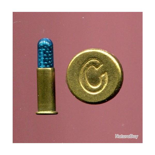 .22 LR � grenaille - balle en plastique bleu translucide - �tui laiton 15.6 mm - marque CCI