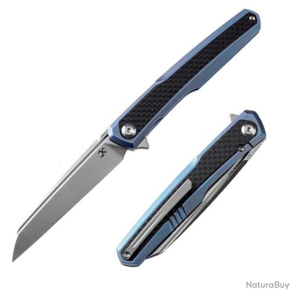 Couteau Kansept Arcus Blue Manche Titane/FCarbone Lame Acier CPM-S35VN IKBS Framelock Clip K1046A1