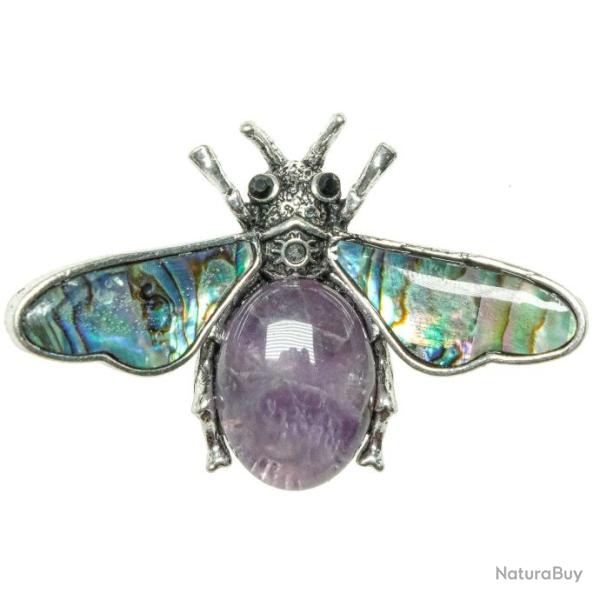 Broche abeille avec am�thyste et nacre abalone