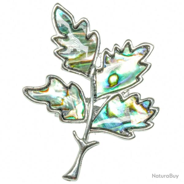 Broche feuille avec nacre abalone
