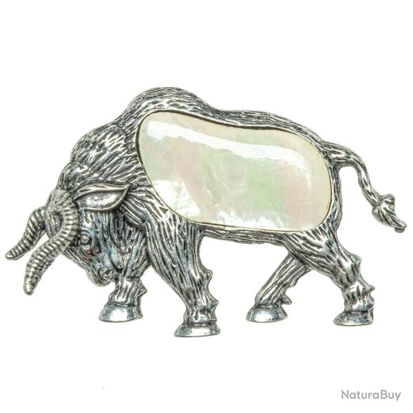 Broche taureau avec nacre blanche