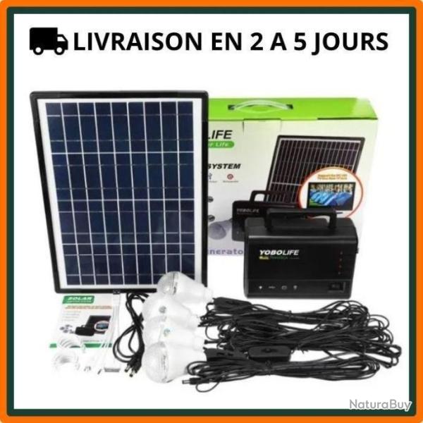 G�n�rateur solaire - Avec 4 ampoules LED - C�ble de 5M - Panneau solaire - Multifonctions