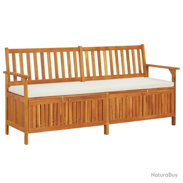 Banc de jardin meuble de patio d'ext�rieur terrasse de rangement avec coussin 170 x 63 x 84 cm bois