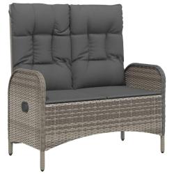 Banc de jardin meuble de patio d'ext&eacute;rieur terrasse inclinable avec coussins 107 cm poly rotin gris