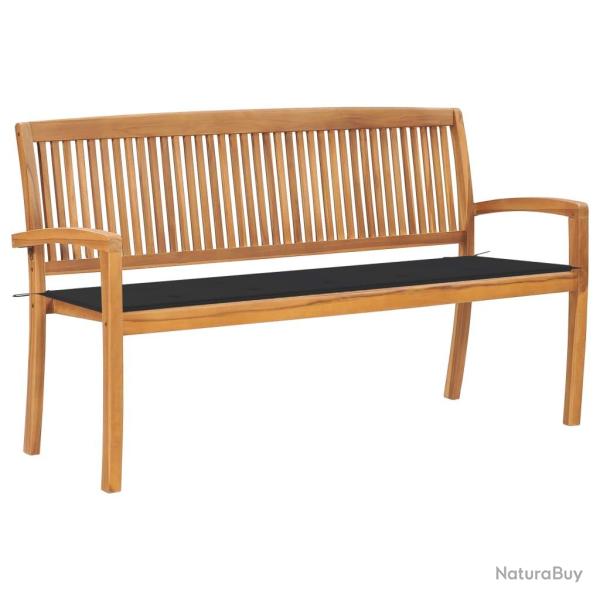 Banc de jardin meuble de patio d'ext�rieur terrasse empilable et coussin 159 x 57,5 x 90 cm bois de