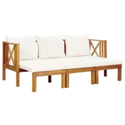 Banc de jardin meuble de patio d'ext&eacute;rieur terrasse 3 places et coussins 179 x 66 x 68,5 cm bois d'