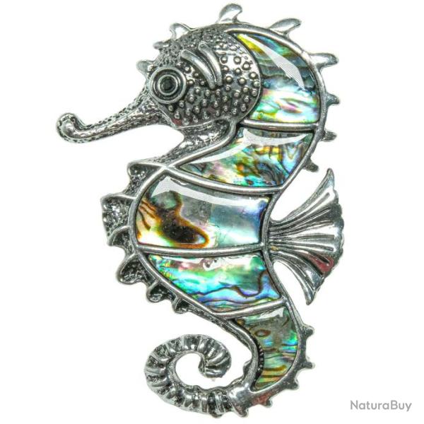 Broche hippocampe avec nacre abalone