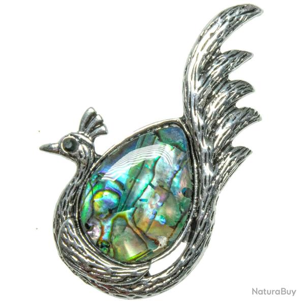 Broche paon avec nacre abalone